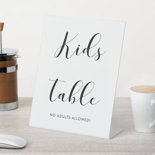 Elegante zwart-wit Kinder tafel Reclamebord Met Voetstuk (Insitu)