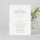 Elegante zwart-wit klassieke bruiloft folie uitnodiging (Staand Voorkant)