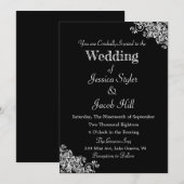 Elegante zwart-wit klassieke bruiloft kaart (Voorkant / Achterkant)