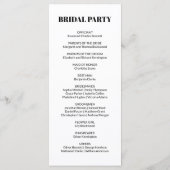 Elegante zwart-wit klassieke bruiloft programmakaart (Achterkant)