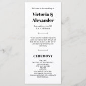 Elegante zwart-wit klassieke bruiloft programmakaart (Voorkant)