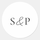 Elegante zwart-wit klassieke bruiloft ronde sticker (Voorkant)