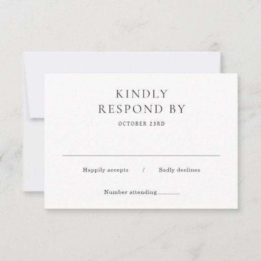 Elegante zwart-wit klassieke bruiloft RSVP kaartje (Voorkant)