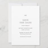 Elegante zwart-wit klassieke bruiloft save the date (Voorkant)