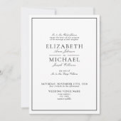 Elegante zwart-wit klassieke details bruiloft kaart (Voorkant)