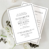 Elegante zwart-wit klassieke details bruiloft kaart