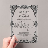 Elegante zwart-wit klassieke formele bruiloft acryl uitnodigingen (Insitu (Draagbaar))