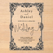 Elegante zwart-wit klassieke formele bruiloft acryl uitnodigingen (Voorkant)