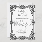 Elegante zwart-wit klassieke formele bruiloft kaart (Voorkant)