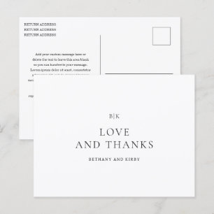 Elegante Zwart-Wit Klassieke Trouw Dankjewel Briefkaart