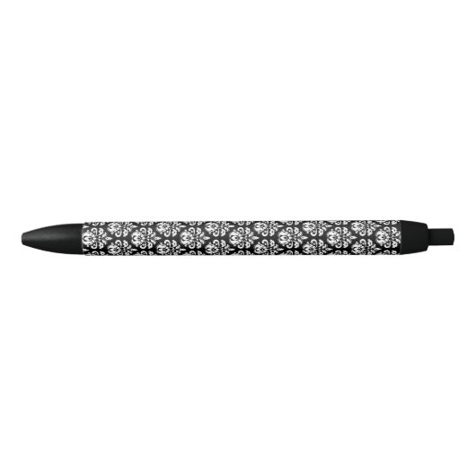 Elegante zwart-wit kleine damast zwarte inkt pen (Voorkant)