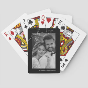 Elegante Zwart-Wit Koppel Fotokaartspel Pokerkaarten