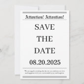 Elegante zwart-wit krant foto bruiloft save the date (Achterkant)