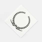 Elegante zwart-wit Laurel Leaf krans bruiloft Servet (Hoek)