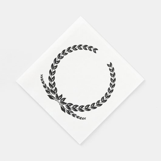 Elegante zwart-wit Laurel Leaf krans bruiloft Servet (Hoek)