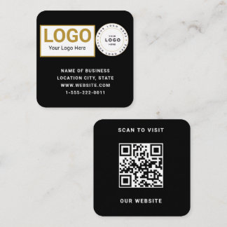 Elegante Zwart Wit Logo QR Code Scan Website Vierkante Visitekaartje