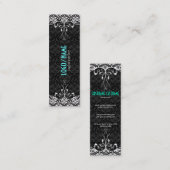 Elegante zwart & wit look  bloemendamast mini visitekaartje (Voorkant / Achterkant)