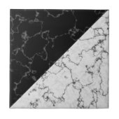 Elegante zwart-wit marmeren driehoeken tegeltje (Voorkant)