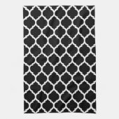 Elegante zwart-wit Marokkaans vierlobbig patroon v Theedoek (Verticaal)