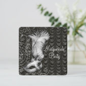 Elegante zwart-wit Masquerade Party Satin Kaart (Staand voorkant)