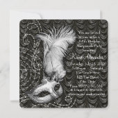 Elegante zwart-wit Masquerade Party Satin Kaart (Achterkant)