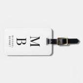 Elegante zwart-wit met monogram bagagelabel (Voorkant horizontaal)
