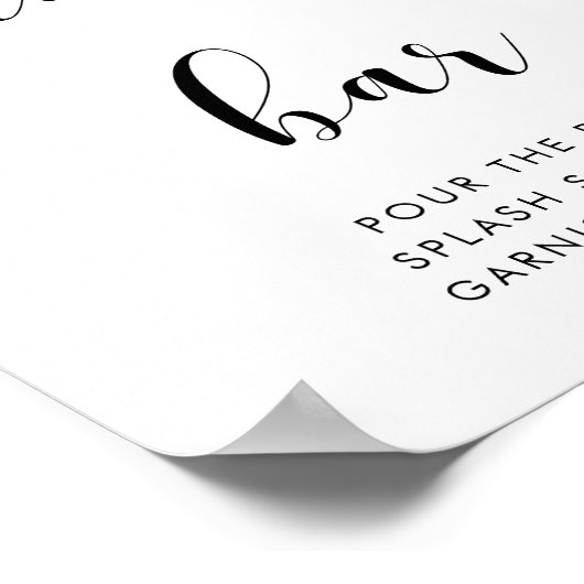 Elegante zwart-wit Mimosa bar bruiloft teken Poster (Hoek)