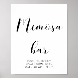 Elegante zwart-wit Mimosa bar bruiloft teken Poster