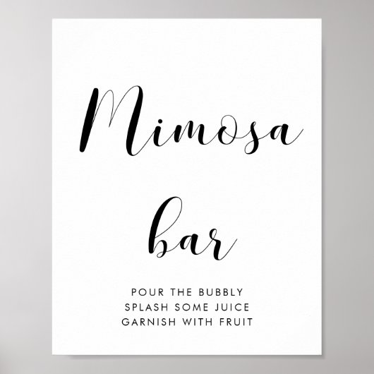 Elegante zwart-wit Mimosa bar bruiloft teken Poster (Voorkant)