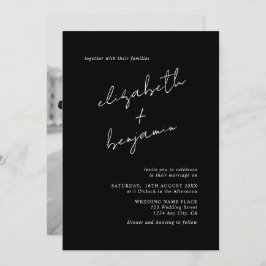 Elegante zwart-wit minimale foto bruiloft kaart