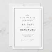 Elegante zwart-wit minimalistische bewaar de datum save the date (Voorkant)