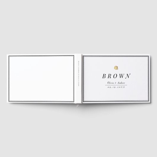 Elegante zwart-wit minimalistische bruiloft gastenboek (Volledig)