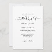 Elegante zwart-wit minimalistische bruiloft kaart (Voorkant)