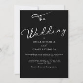 Elegante zwart-wit minimalistische bruiloft kaart (Voorkant)