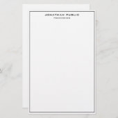 Elegante zwart-wit minimalistische Classic Sjabloo Briefpapier (Voorkant / Achterkant)