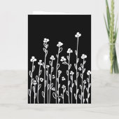 Elegante zwart-wit minimalistische doodle floral kaart (Achterkant)