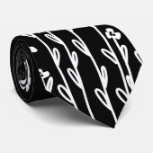 Elegante zwart-wit minimalistische doodle wildflow stropdas (Opgerold)