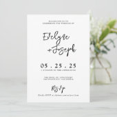 Elegante zwart-wit minimalistische foto bruiloft kaart (Staand voorkant)