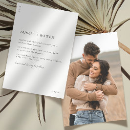 Elegante zwart-wit minimalistische foto bruiloft kaart