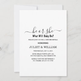 Elegante zwart-wit minimalistische genderonthullin kaart