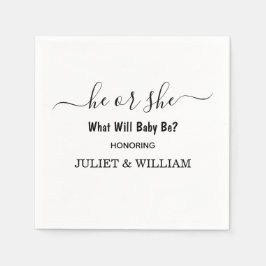 Elegante zwart-wit minimalistische genderonthullin servet