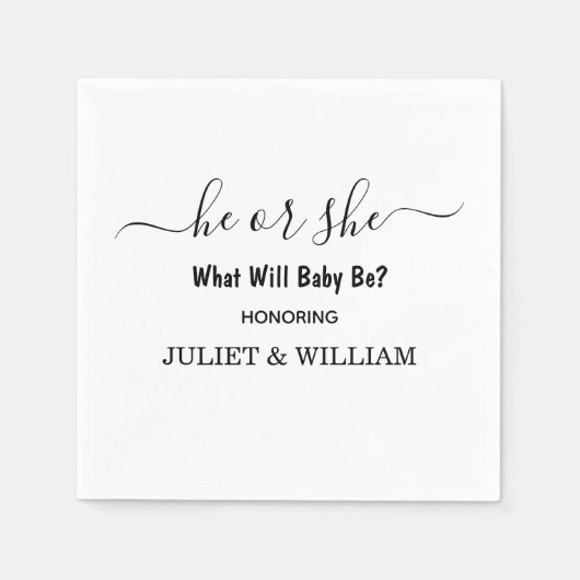 Elegante zwart-wit minimalistische genderonthullin servet (Voorkant)