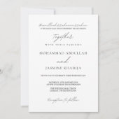 Elegante zwart-wit minimalistische moslim bruiloft kaart (Voorkant)