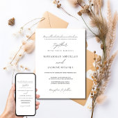 Elegante zwart-wit minimalistische moslim bruiloft kaart