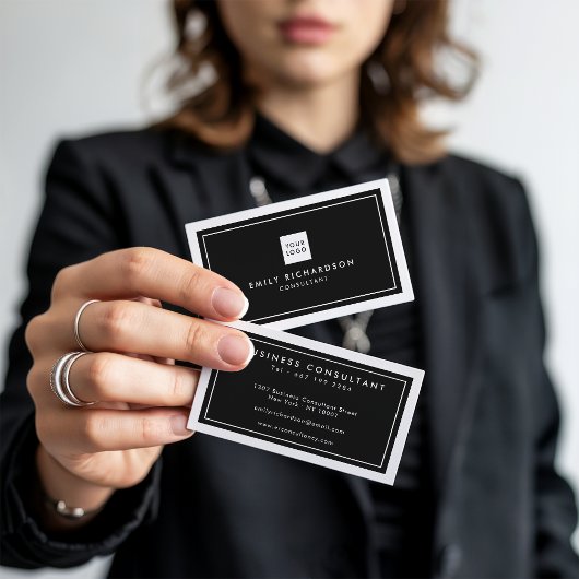 Elegante zwart wit minimalistische professionele l visitekaartje