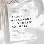 Elegante zwart wit minimalistische script bruiloft kaart