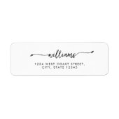 Elegante zwart-wit minimalistische scriptnaam etiket (Voorkant)