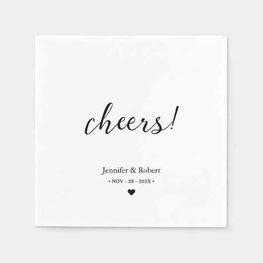 Elegante zwart-wit minimalistische trouw  servet (Voorkant)