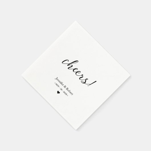 Elegante zwart-wit minimalistische trouw servet (Hoek)