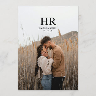 Elegante zwart-wit minimalistische trouwfoto save the date
